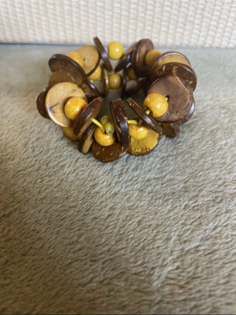 Brown and Yellow Beaded Stretch Bracelet - Women’s Natural Tone Bracelet